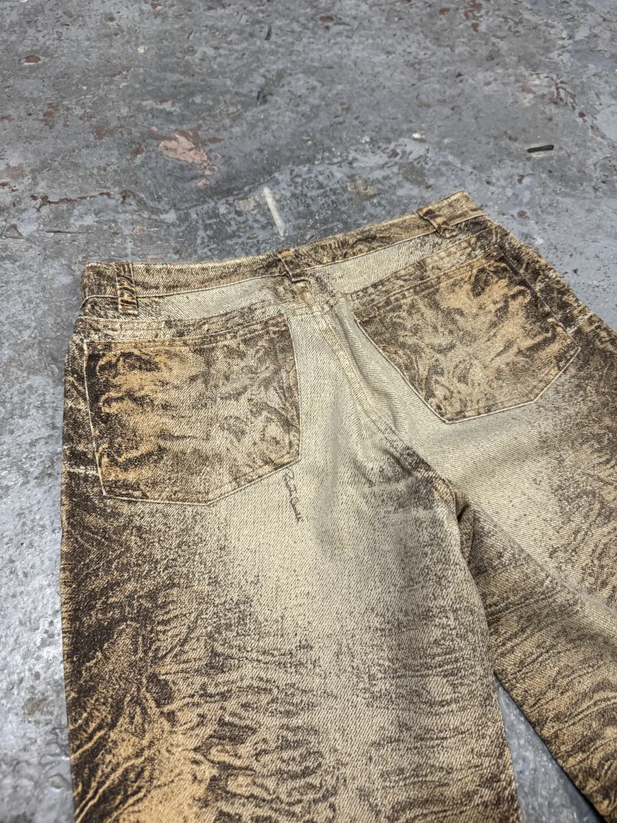 FW2000 Roberto Cavalli Beige Eroded Marble Pants - Image 12