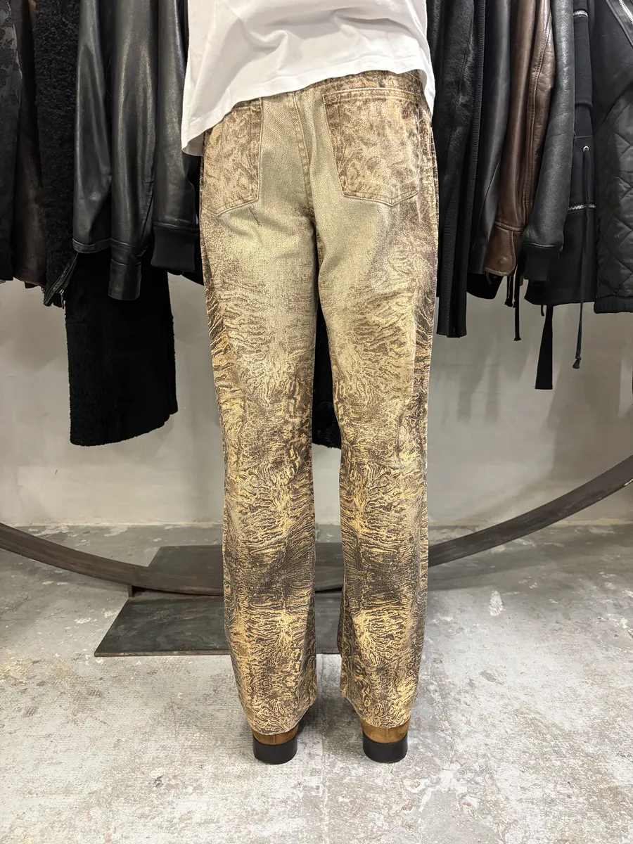 FW2000 Roberto Cavalli Beige Eroded Marble Pants - Image 4