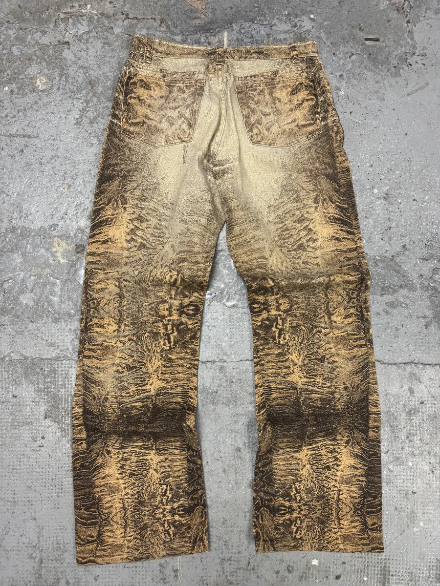 FW2000 Roberto Cavalli Beige Eroded Marble Pants - Image 5