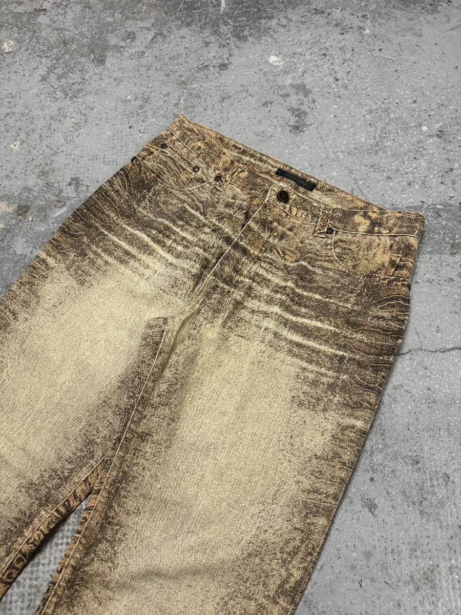 FW2000 Roberto Cavalli Beige Eroded Marble Pants - Image 8