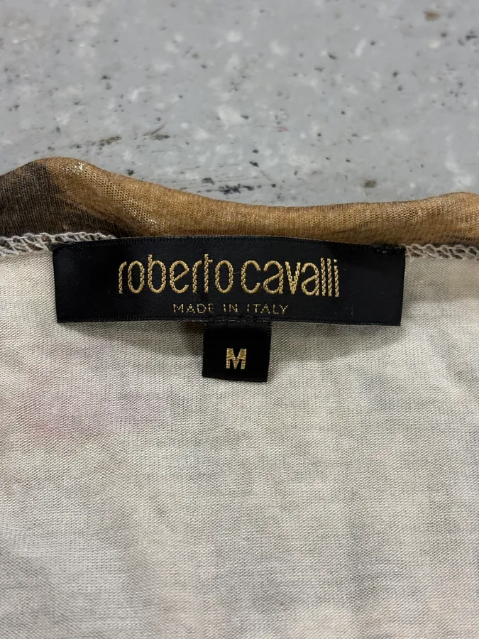 FW2000 Roberto Cavalli Beige Leopard Print Cardigan - Image 8