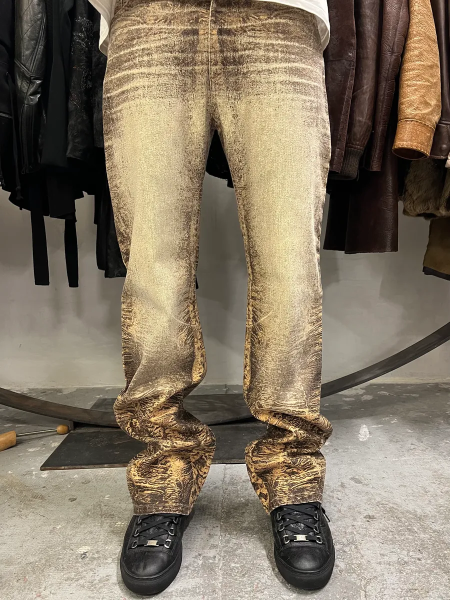 FW2000 Roberto Cavalli Beige Marble Pants - Image 2