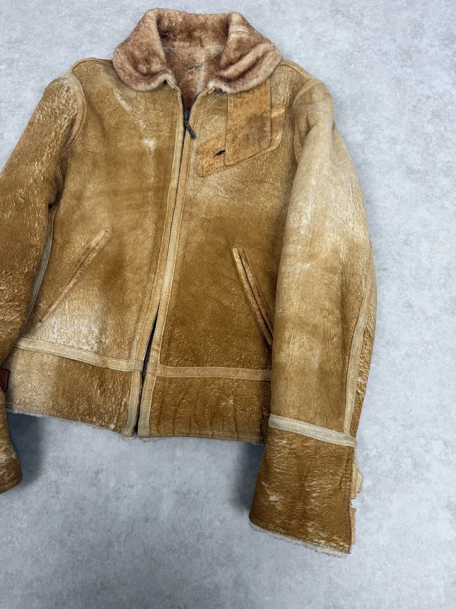 FW2000 Roberto Cavalli Beige Shearling Leather Jacket - Image 6