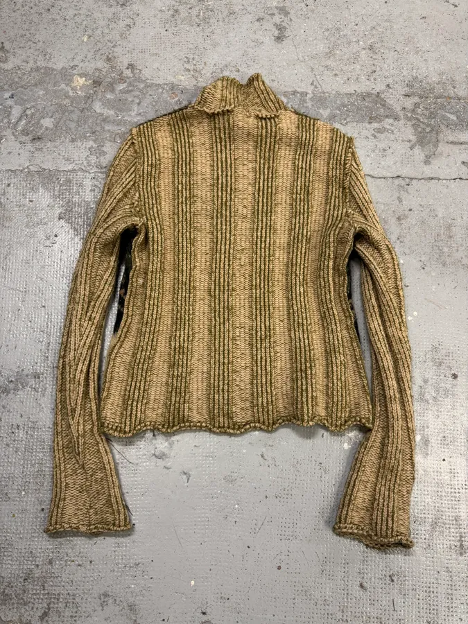 FW2000 Roberto Cavalli Beige Wool Lynx Turtleneck Sweater - Image 2