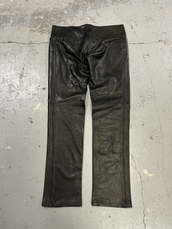 FW2000 Roberto Cavalli Black Low Waist Leather Pants - Image 7