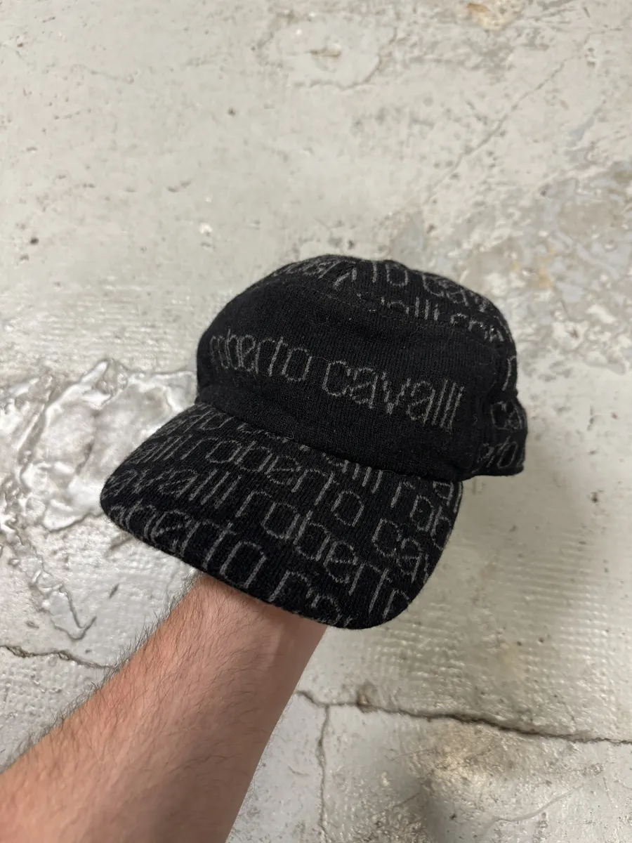 FW2000 Roberto Cavalli Black Wool Cap - Image 9