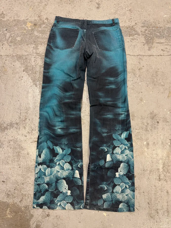 FW2000 Roberto Cavalli Blue Flowers Spectrum Pants - Image 3