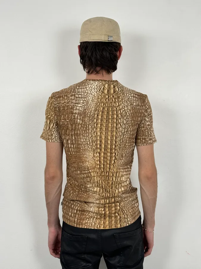 FW2000 Roberto Cavalli Brown Crocodile T-Shirt - Image 3