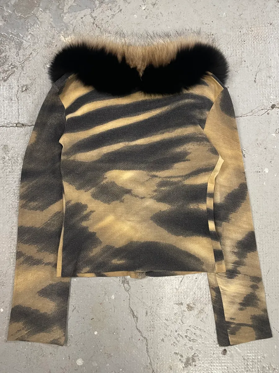 FW2000 Roberto Cavalli Gold Tiger Savage Fur Cardigan - Image 4