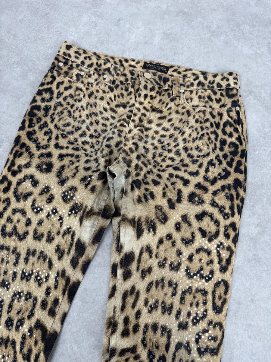 FW2000 Roberto Cavalli Leopard Print Slim Signature Pants - Image 10