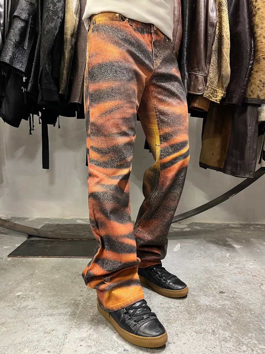 FW2000 Roberto Cavalli Orange Tiger Savage Pants - Image 2