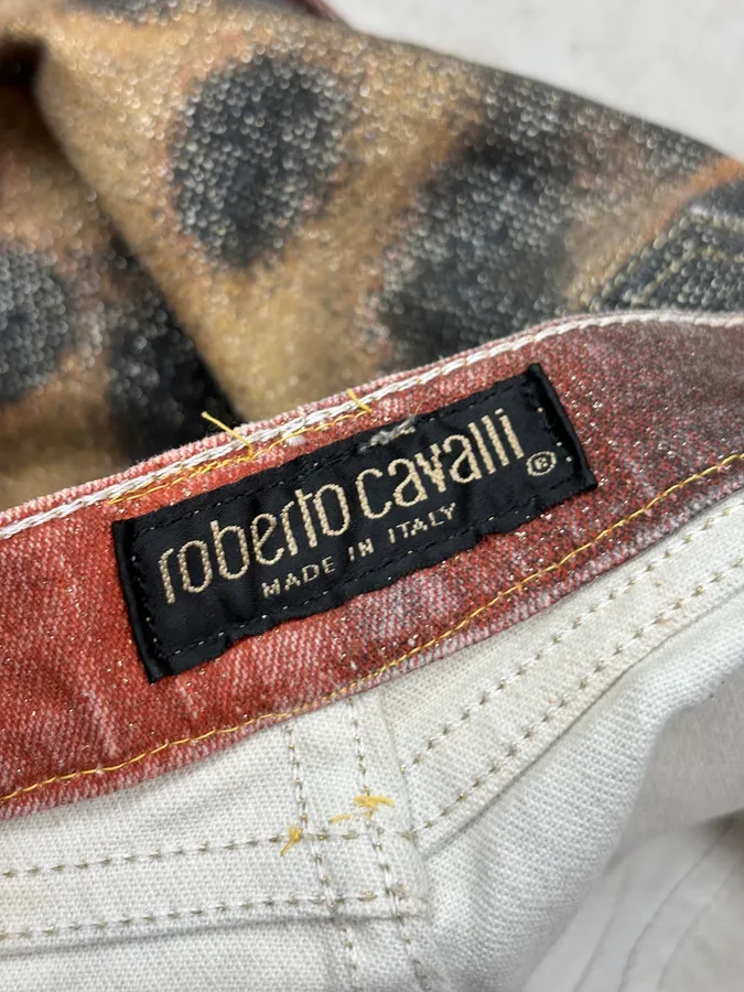 FW2000 Roberto Cavalli Rust Guava Red Glitter Jeans - Image 11