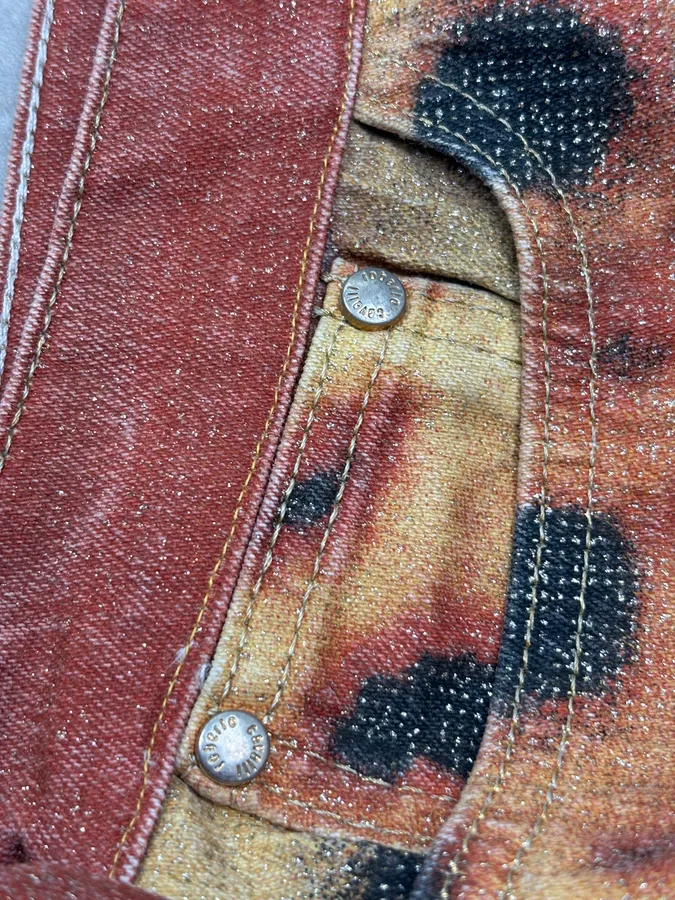 FW2000 Roberto Cavalli Rust Guava Red Glitter Jeans - Image 8