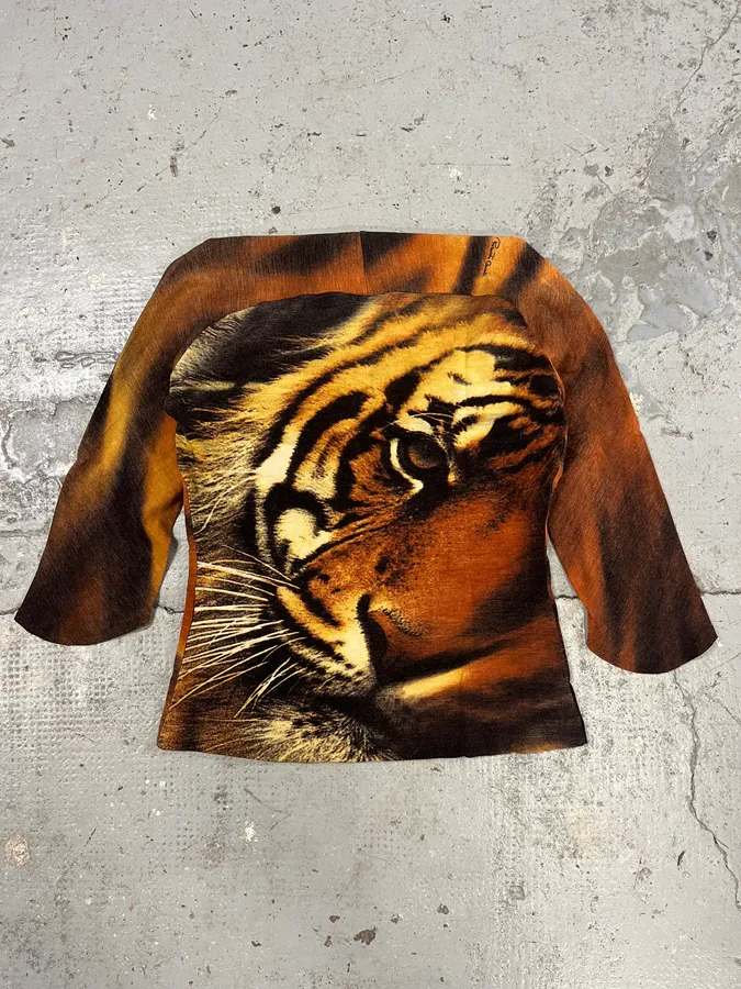 FW2000 Roberto Cavalli Tiger Orange Savage Top - Image 2