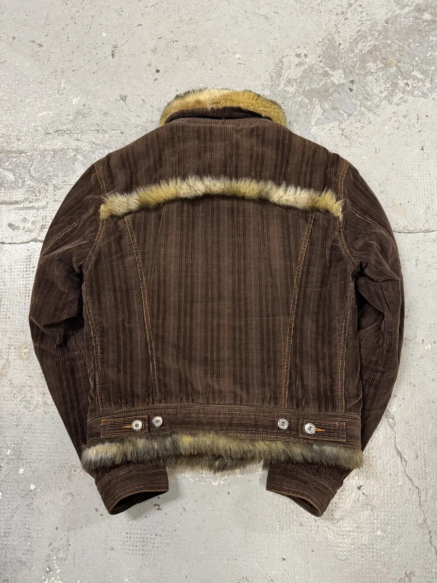 FW2001 Dolce & Gabbana Fur Brown Corduroy Jacket - Image 2