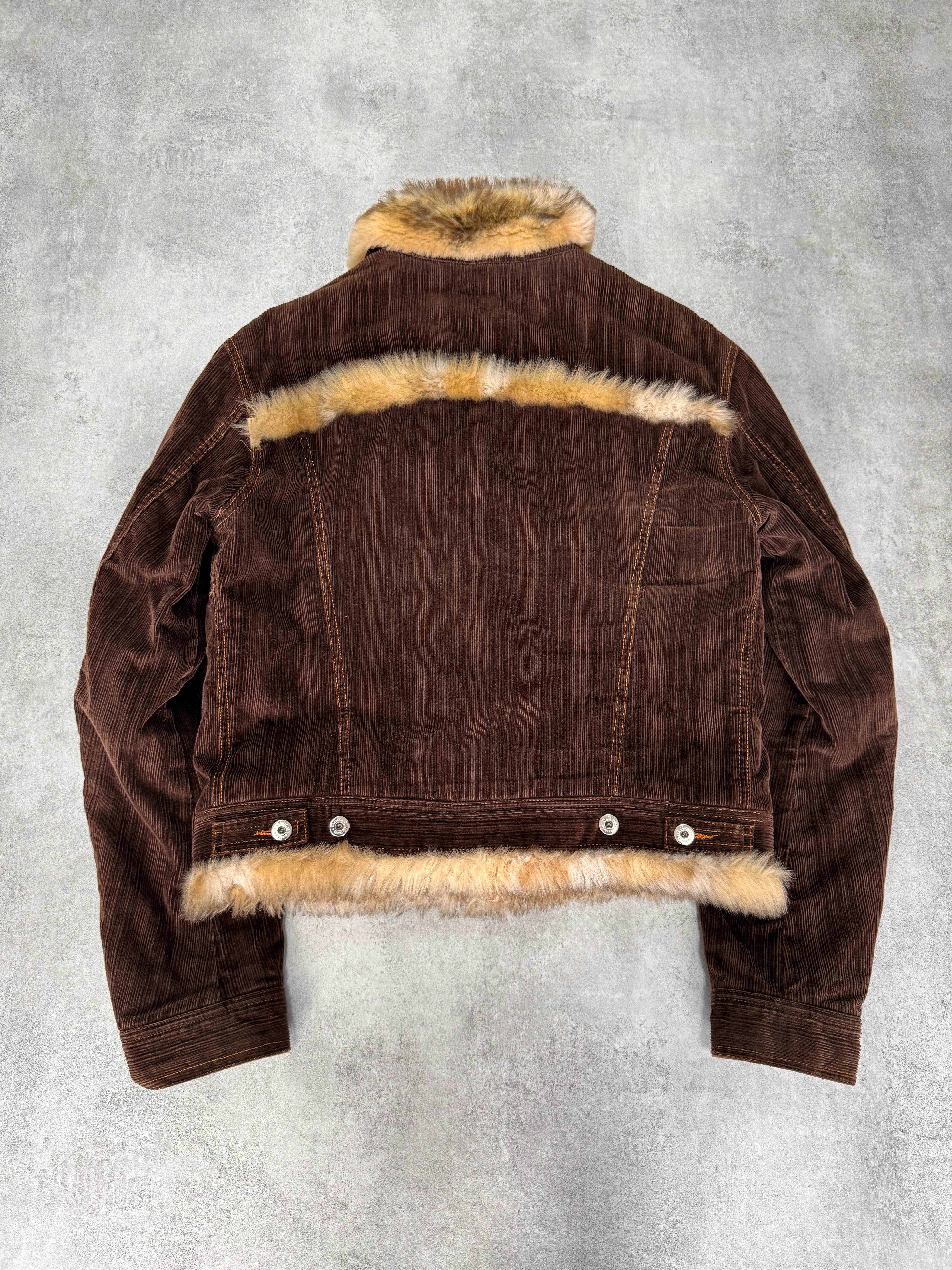 FW2001 Dolce & Gabbana Fur Striped Corduroy Jacket (M) - Image 4