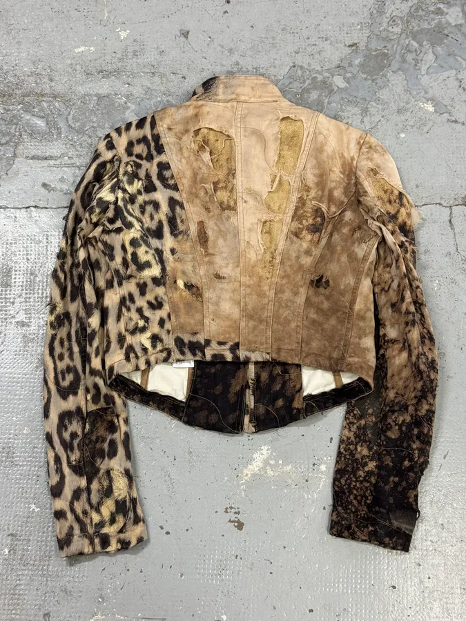 FW2001 Roberto Cavalli Destroyed Leopard Cropped Jacket - Image 5