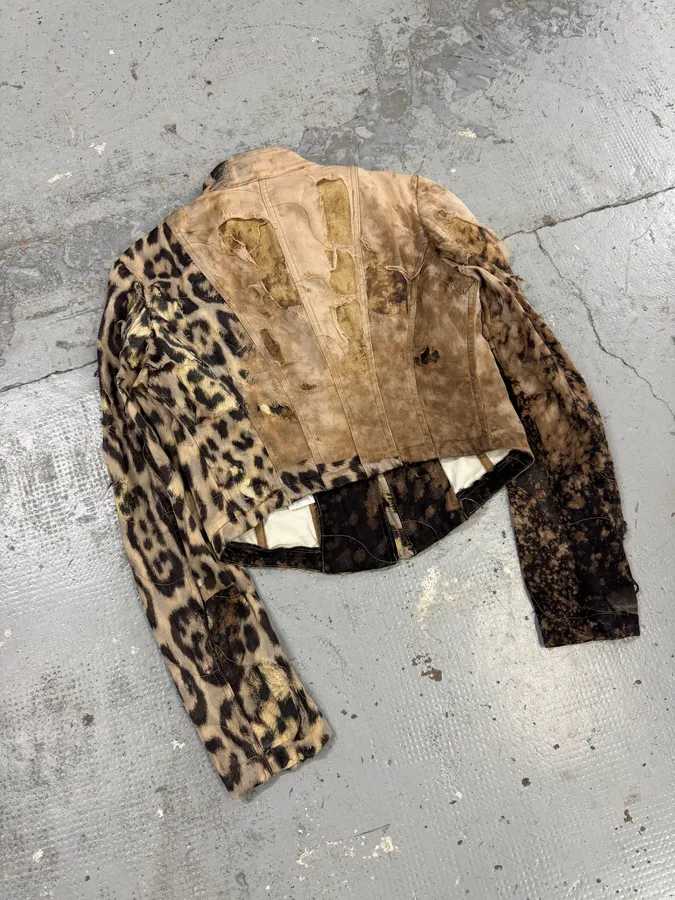 FW2001 Roberto Cavalli Destroyed Leopard Cropped Jacket - Image 7