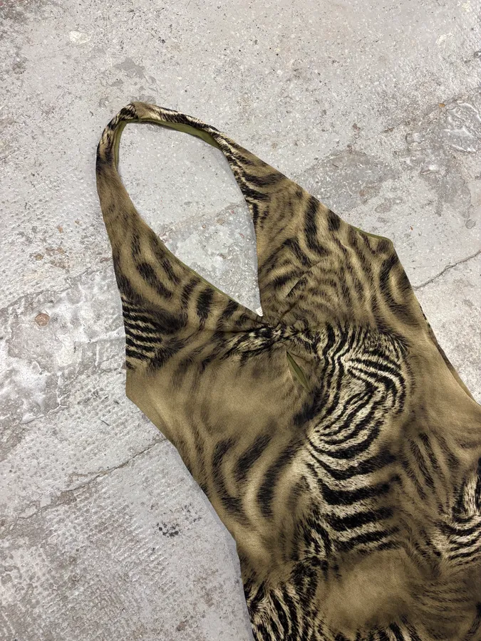 FW2001 Roberto Cavalli Faded Safari Zebra Dress - Image 5