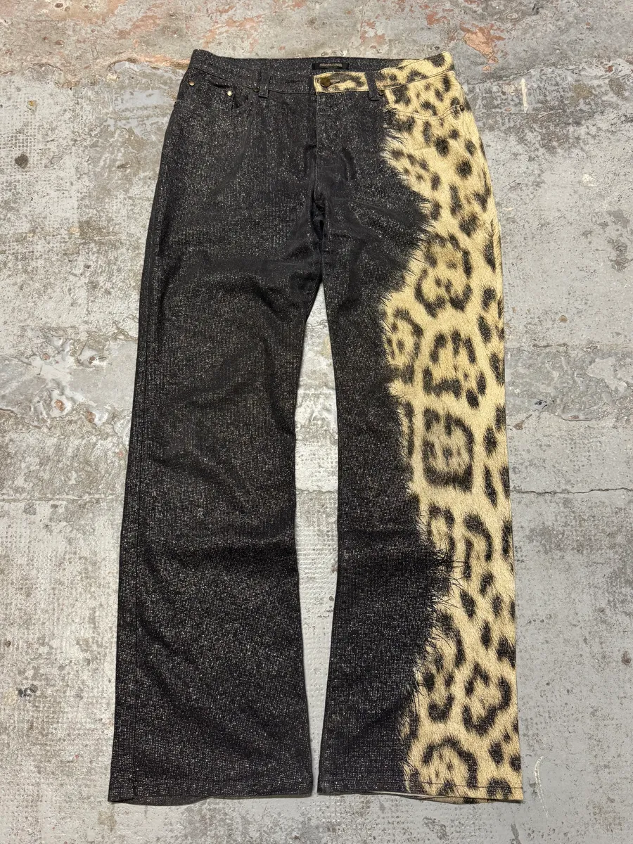 FW2001 Roberto Cavalli Leopard Black Gradient Pants