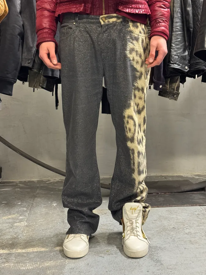 FW2001 Roberto Cavalli Leopard Black Gradient Pants - Image 2