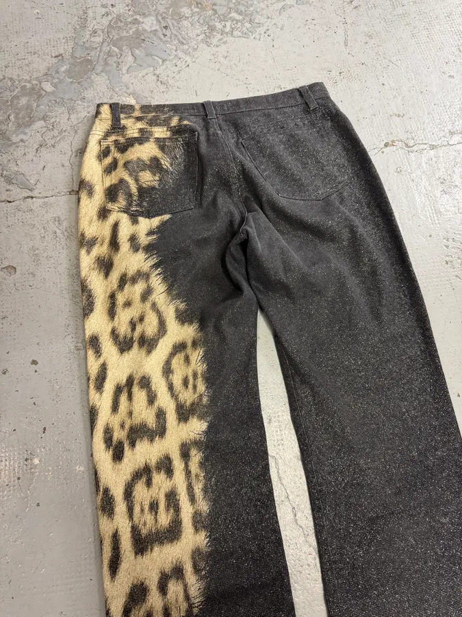 FW2001 Roberto Cavalli Leopard Black Gradient Pants - Image 3