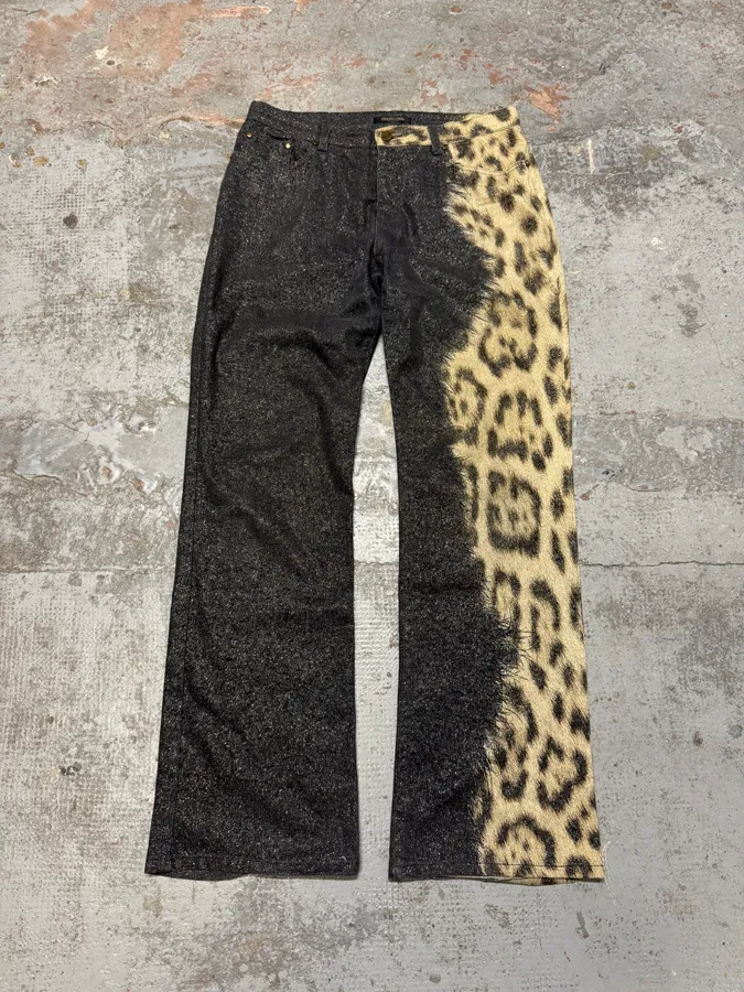 FW2001 Roberto Cavalli Leopard Black Gradient Pants - Image 7