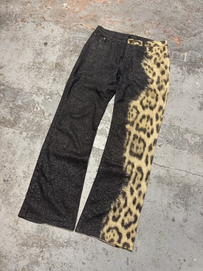 FW2001 Roberto Cavalli Leopard Black Gradient Pants - Image 8