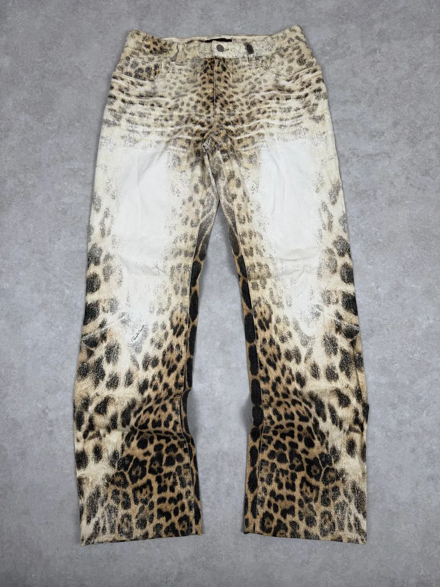 FW2001 Roberto Cavalli Leopard White Pants