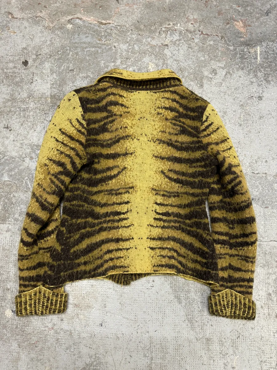 FW2002 Cavalli Safari Yellow Tiger Wool Mohair Cardigan - Image 3