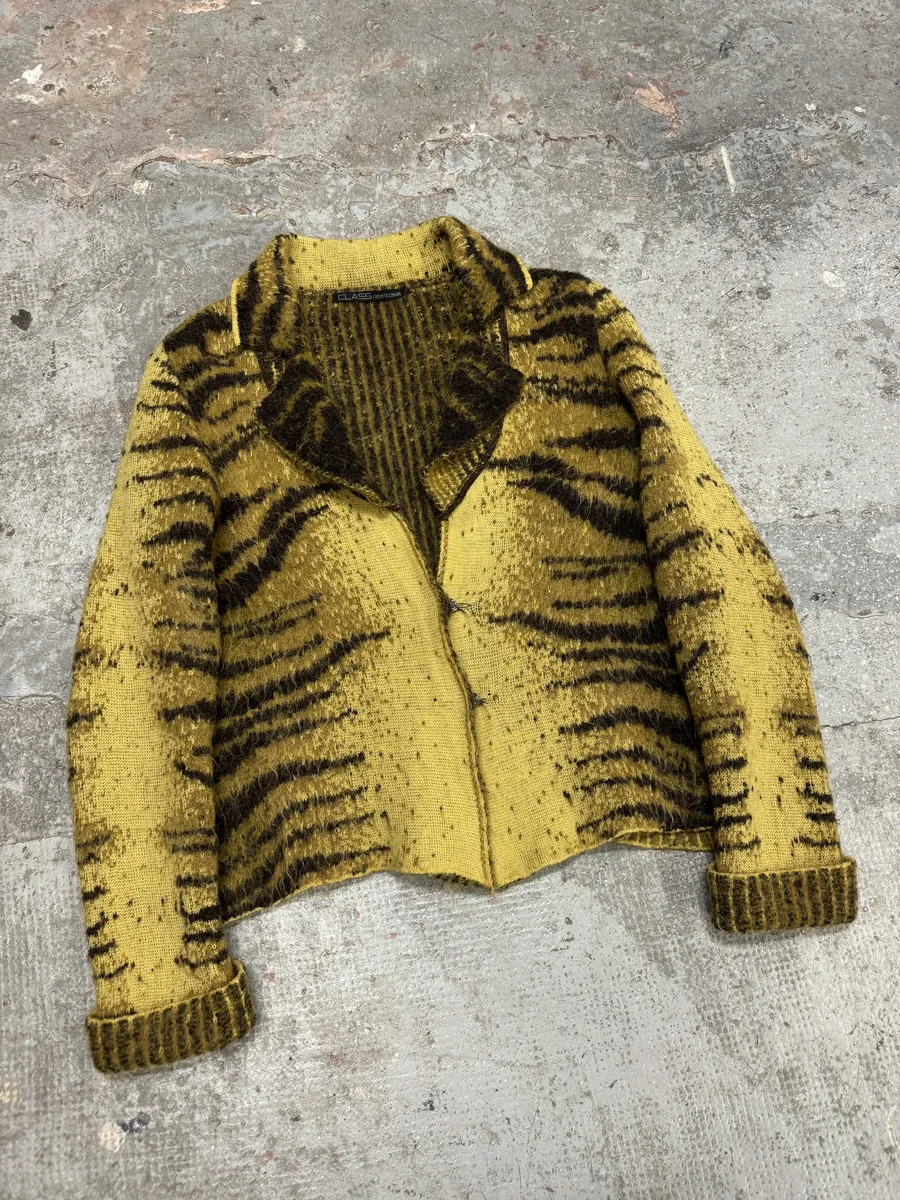 FW2002 Cavalli Safari Yellow Tiger Wool Mohair Cardigan - Image 4