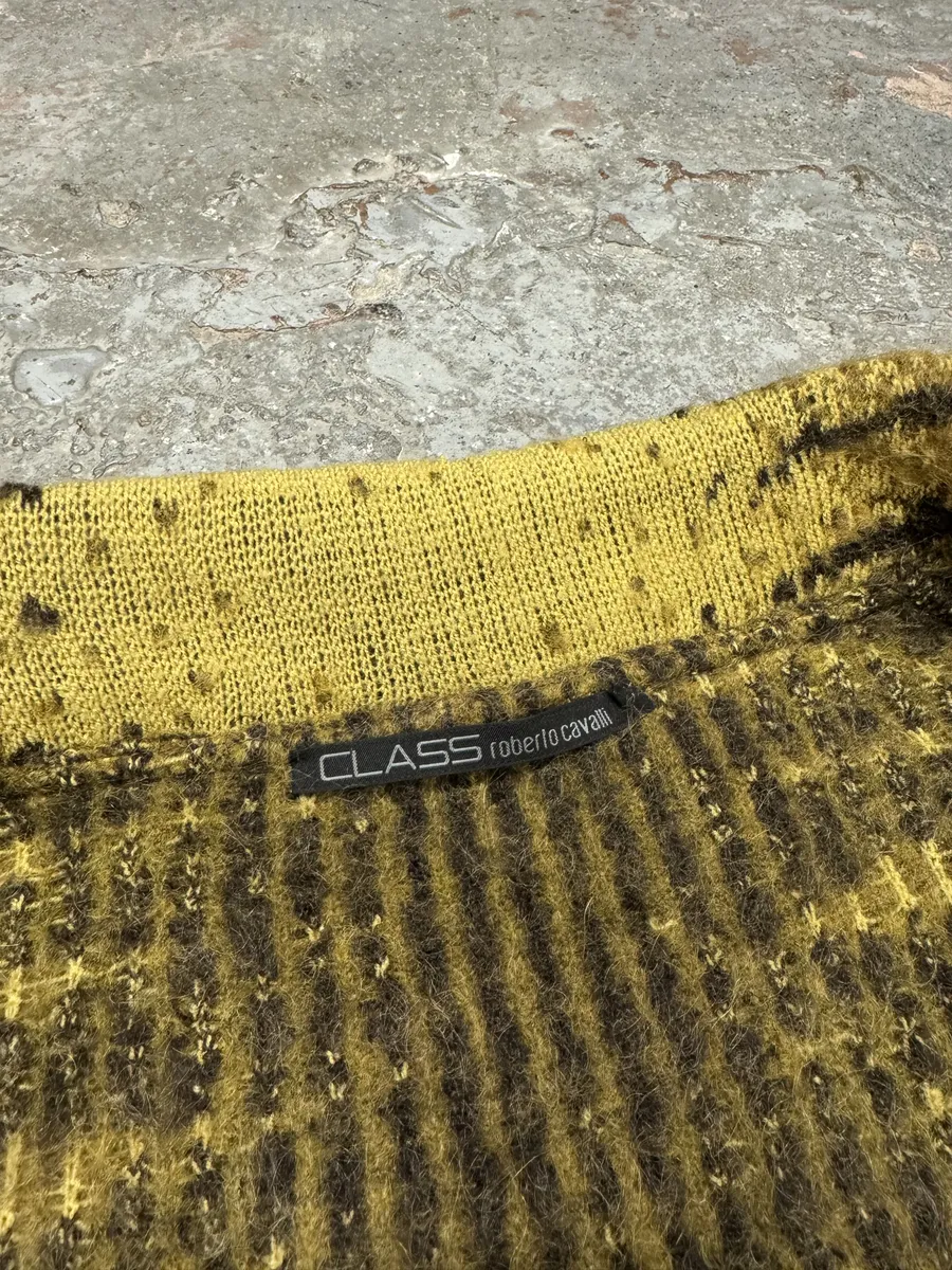 FW2002 Cavalli Safari Yellow Tiger Wool Mohair Cardigan - Image 9