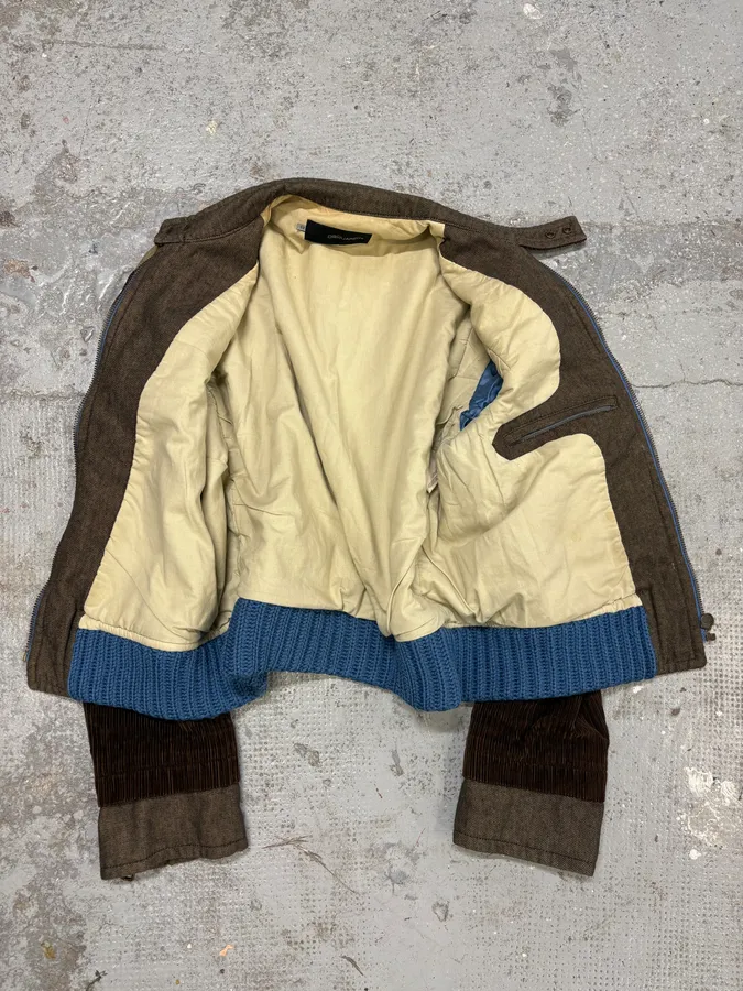 FW2002 Dsquared2 Brown Velvet Cargo Utility Zip Jacket - Image 7