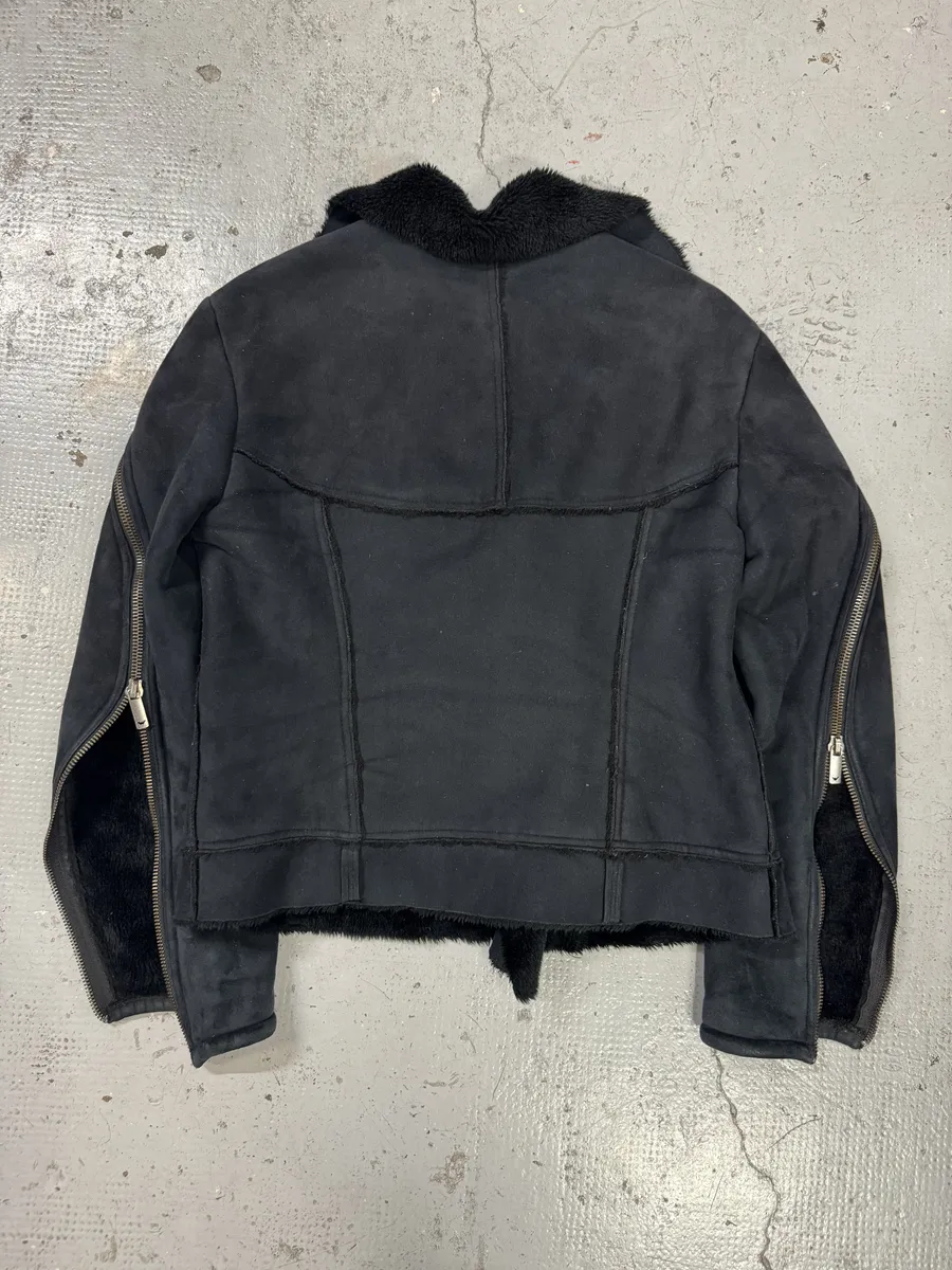 FW2002 Emporio Armani Navy Arm Zips Bomber Jacket - Image 2