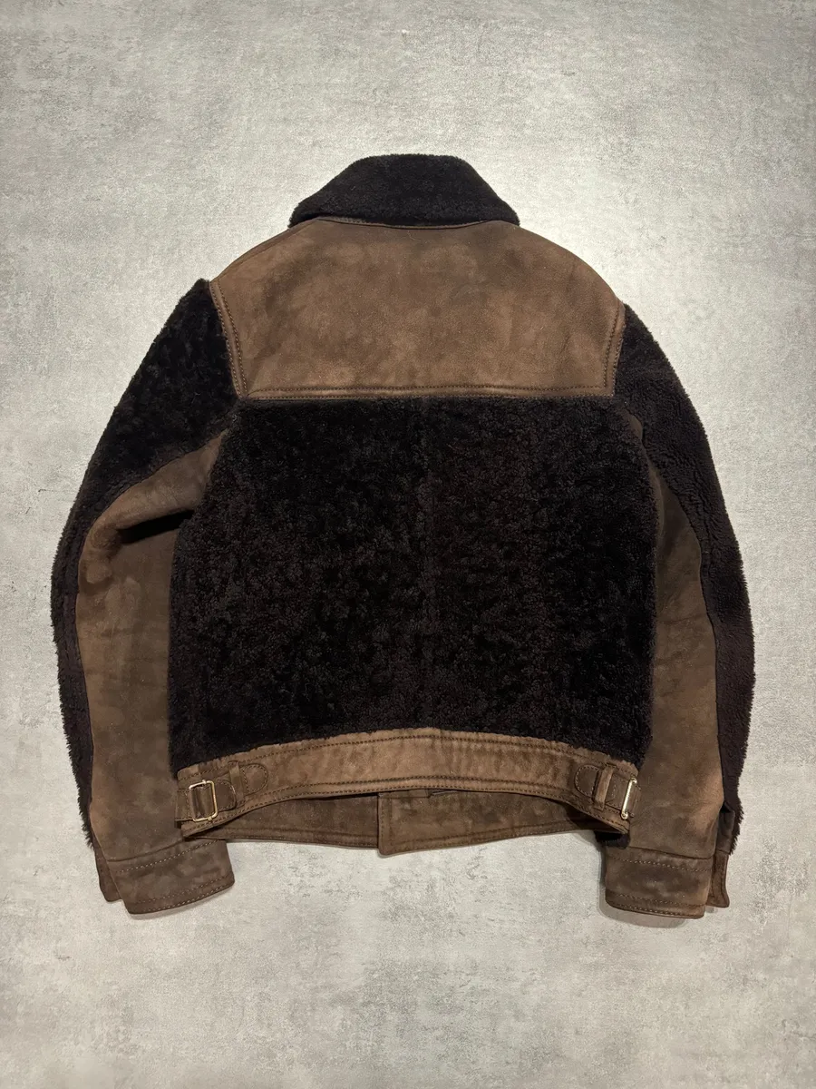 FW2002 Gucci Brown Shearling Lamb Fur Italian Leather Jacket - Image 5