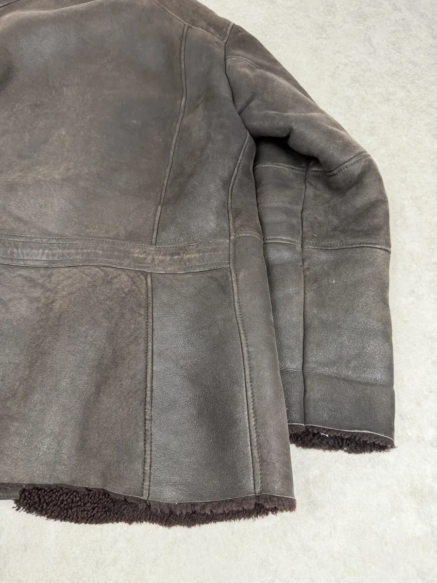 FW2002 Gucci Shearling Lamb Fur Brown Premium Leather Jacket - Image 6