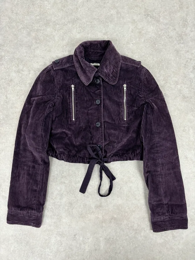 FW2002 Miu Miu Purple Velvet Cropped Jacket