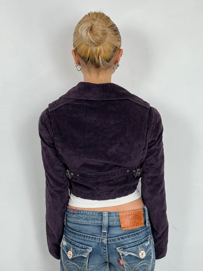 FW2002 Miu Miu Purple Velvet Cropped Jacket - Image 4