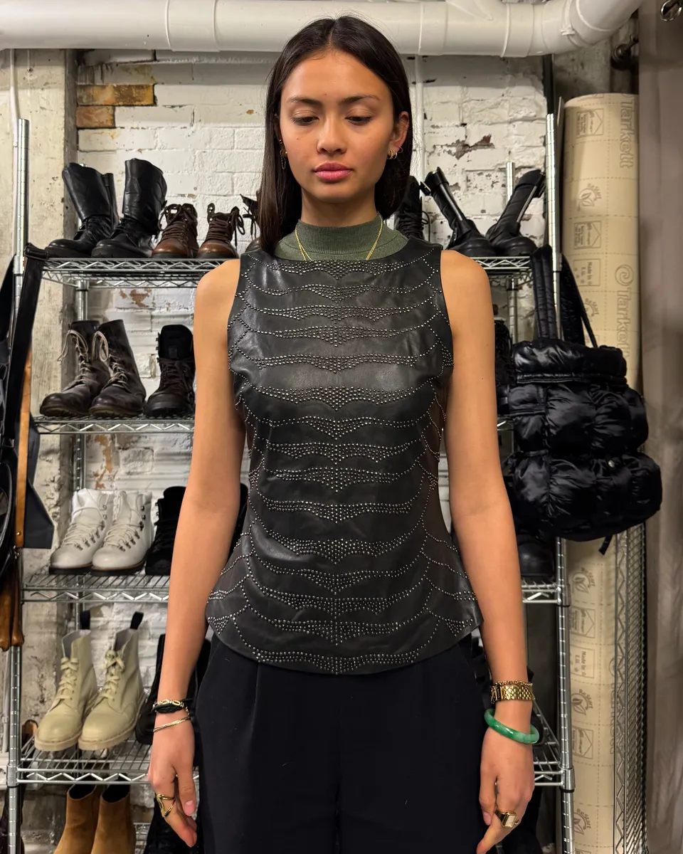 FW2002 Plein Sud Embellished Rock Leather Tank Top
