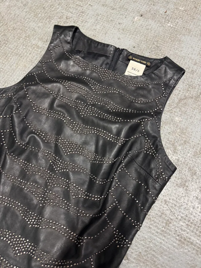 FW2002 Plein Sud Embellished Rock Leather Tank Top - Image 4