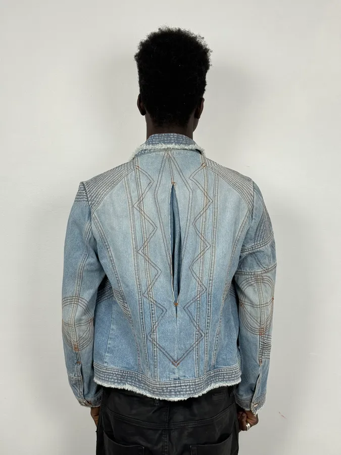 FW2002 Roberto Cavalli Geometrical Blue Denim Jacket - Image 3