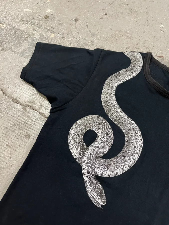 FW2002 Roberto Cavalli Snake Graphic Black Tee-Shirt - Image 2
