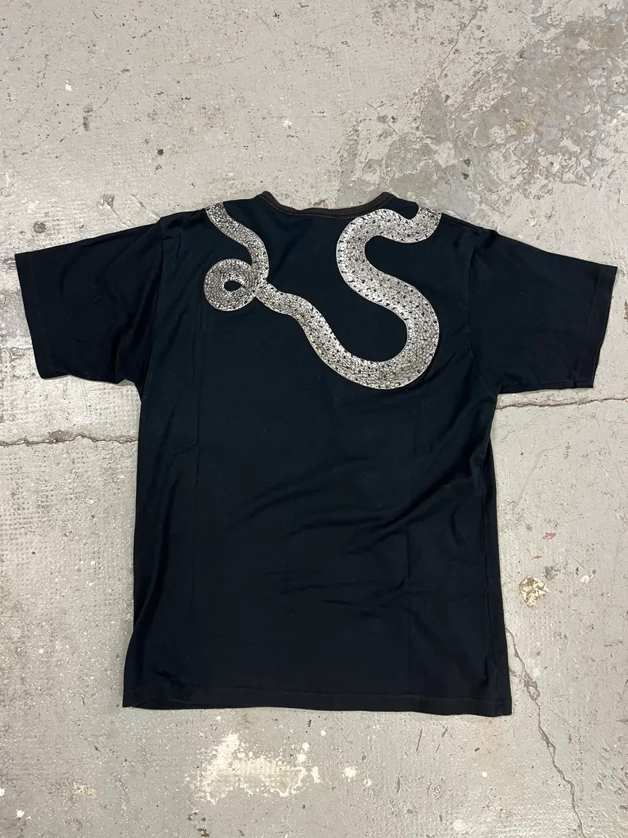 FW2002 Roberto Cavalli Snake Graphic Black Tee-Shirt - Image 6