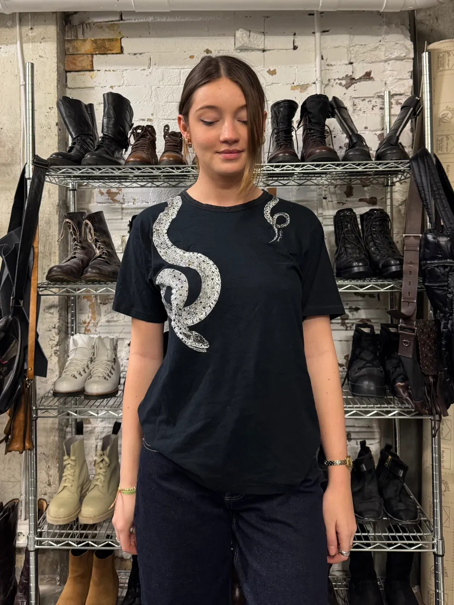 FW2002 Roberto Cavalli Snake Graphic Black Tee-Shirt - Image 8