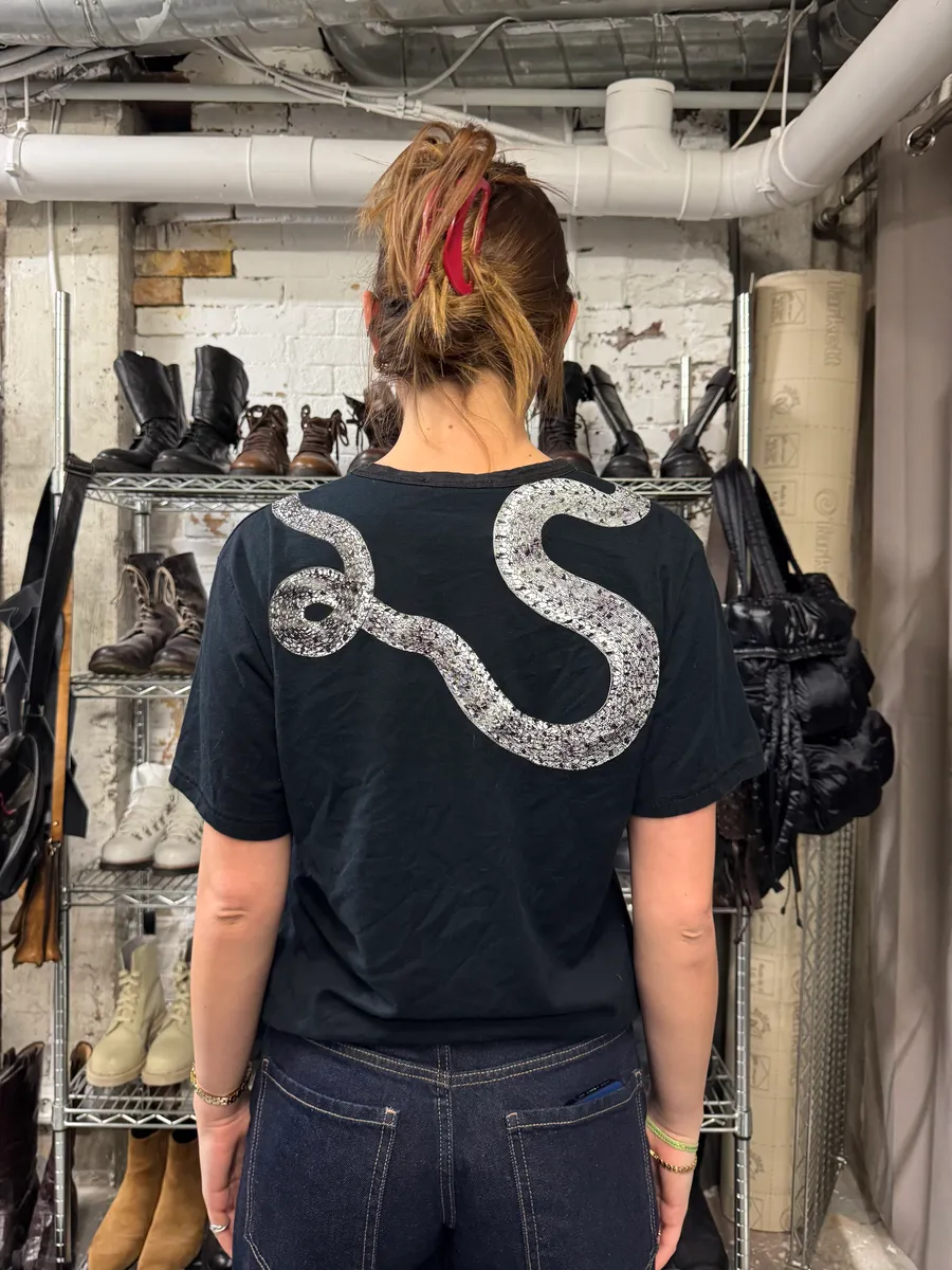 FW2002 Roberto Cavalli Snake Graphic Black Tee-Shirt - Image 9