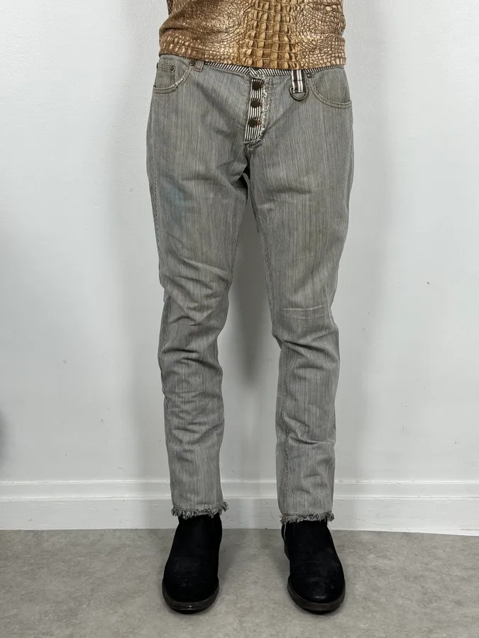 FW2002 Roberto Cavalli Stripes White & Blue Pants - Image 2