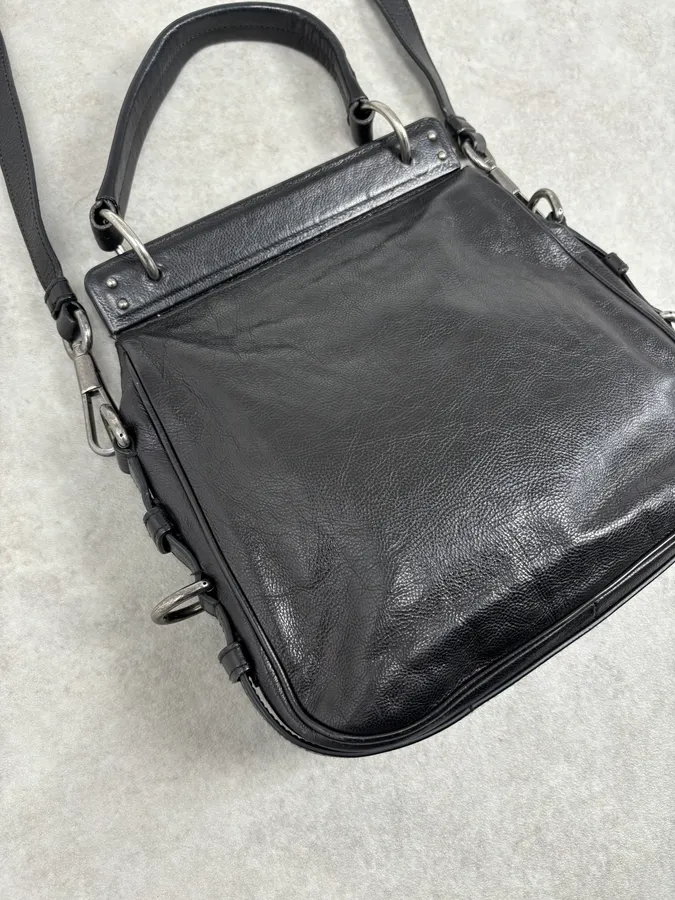 FW2002 Yves Saint Laurent Momba Black Hybrid Leather Shoulder Bag - Image 6
