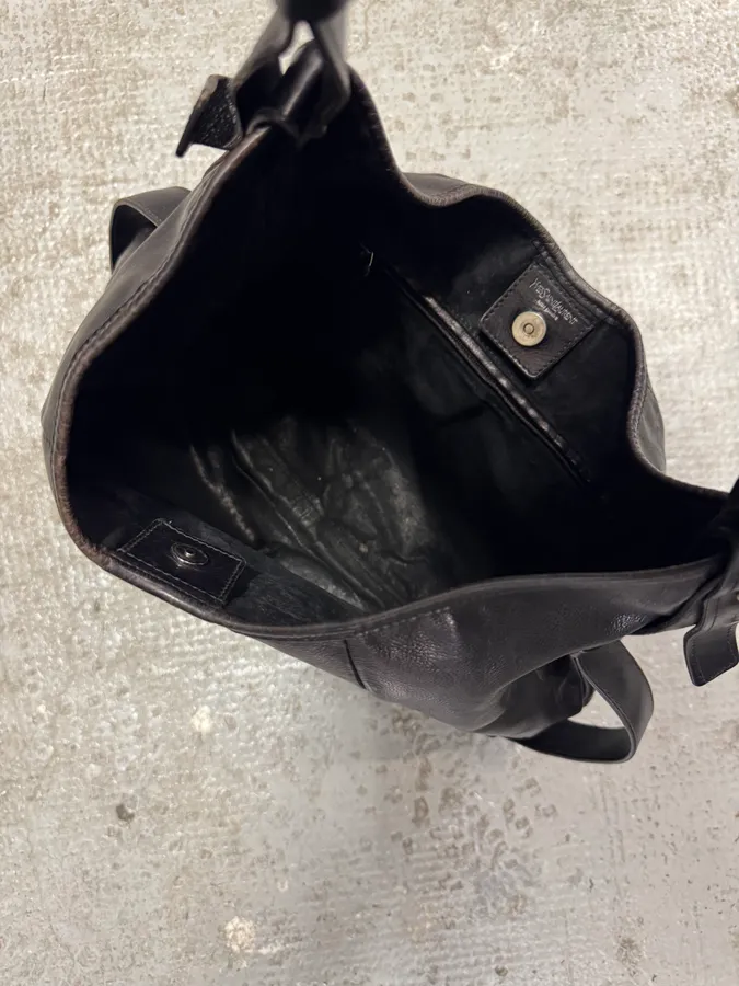 FW2002 Yves Saint Laurent Tom Ford Mombasa Organic Antler Horn Handle Black Leather Bag - Image 11