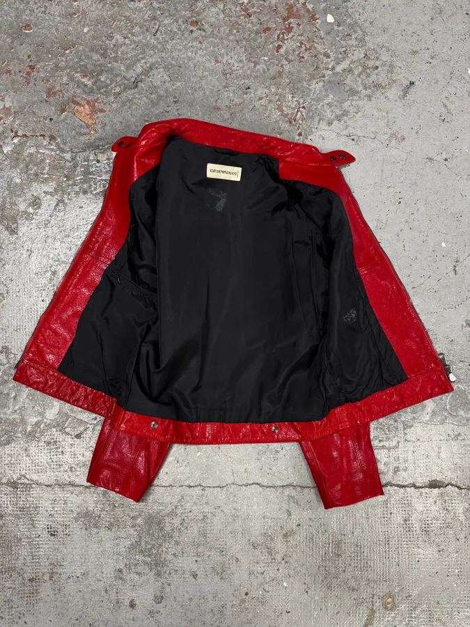 FW2003 Emporio Armani Red Fight Club Leather Jacket - Image 7