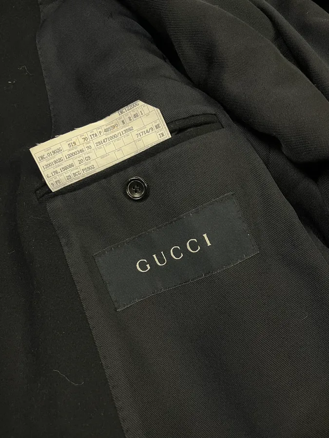 FW2003 Gucci Double-Breasted Buttoned Black Wool Coat by Tom Ford - Image 14